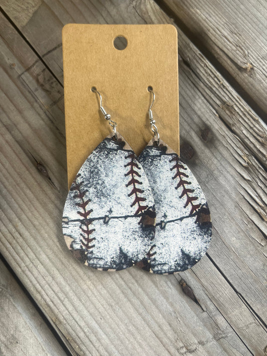 Baseball Distressed Earrings
