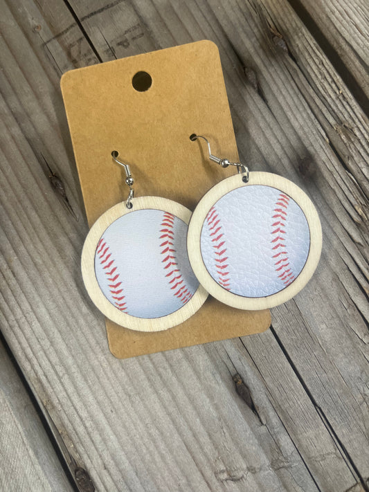Baseball Earrings~Wooded Edge