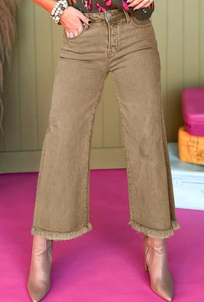 Brown Fringe Bottom Pants